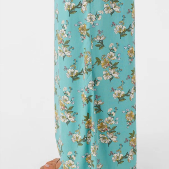 O'Neill Teal Floral Drawstring Wide Leg Flowy Pants - Picture 2 of 10